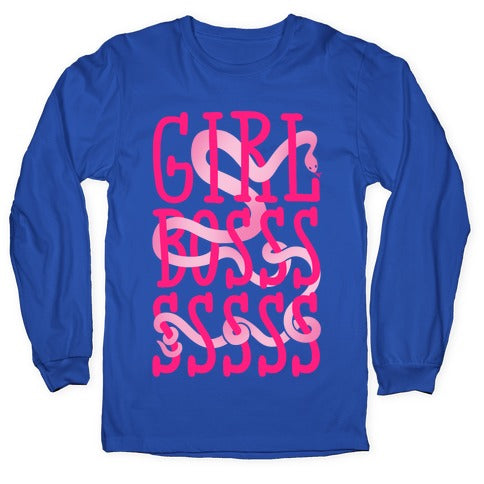 Girl Boss Snake Parody White Print Longsleeve Tee